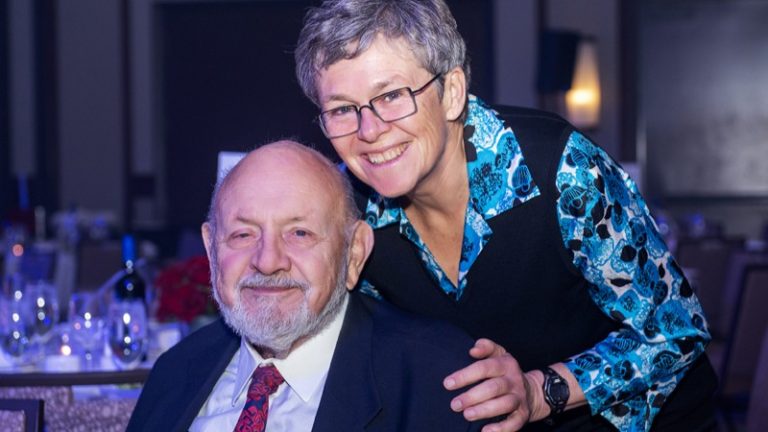 Lifetime Achievement recipient Tracey Clark (right) and her father Peter Clark at the Best Ottawa Business Awards at The Westin Hotel, Nov 28, 2025. Photo by Tia MacPherson.
