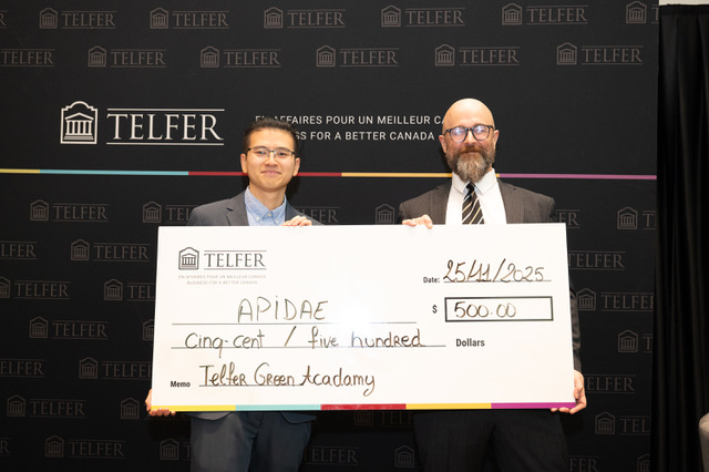 Photo of Ming Chen (Telfer Green Academy Prize Winner) and Eric Nelson