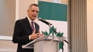 Ottawa Mayor Mark Sutcliffe at the GOHBA Breakfast with the Mayor. Photo by Mia Jensen