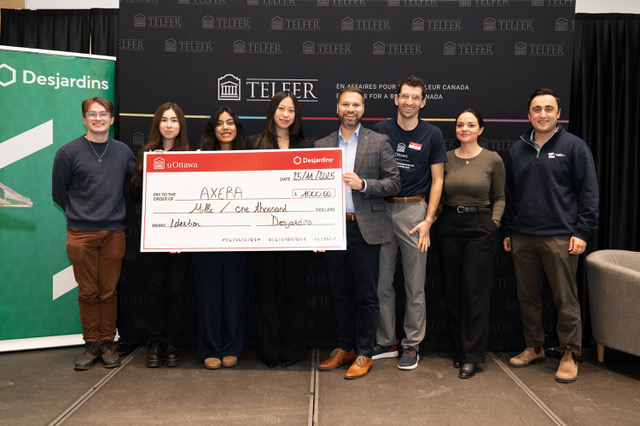 Photo of Graham Taylor, Emma Pollett, Shelina Poudel, Anna Ye, Nishant Raizada, Nolan Beanlands, Olivia Villata and Raj Oberoi (Idea category winner and judges)