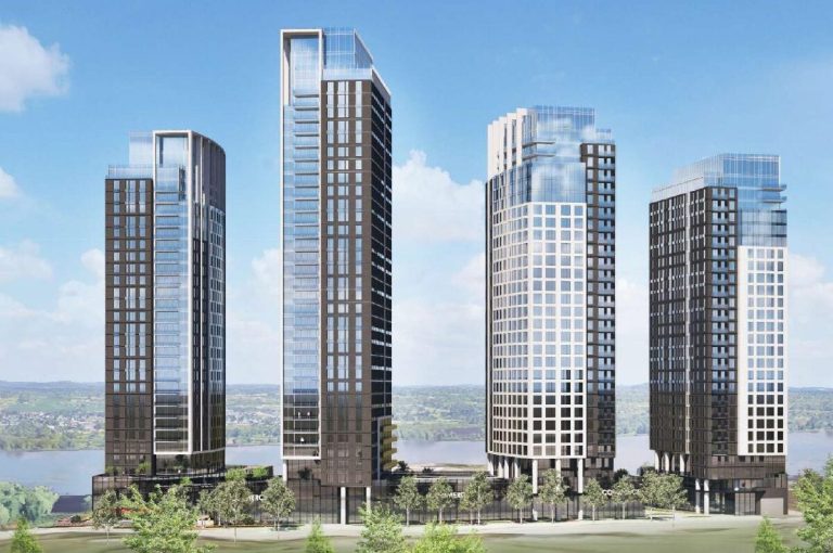 A rendering of four highrise towers proposed at 1015 Tweddle Rd. in Orleans. Image credit: Fotenn Planning + Design