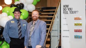 eSAX Jarrod Goldsmith with President of TCC Canada, Sean Cochrane at the TCC Flagship Grand Opening at Laurier Centre, Jan 21, 2026. Photo by Tia MacPherson for OBJ.