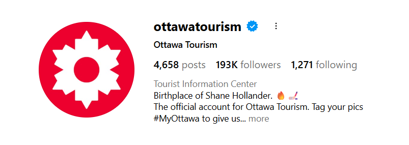 Ottawa Tourism changed its Instagram bio on Jan. 8 to highlight the city as the birthplace of "Heated Rivalry" protagonist Shane Hollander. Credit: @ottawatourism/Instagram