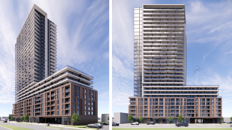A rendering of a proposed development at 1052, 1060 and 1064 St. Laurent Blvd. Image credit: Fotenn