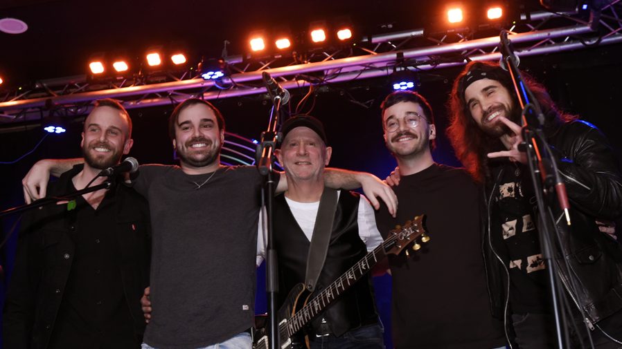 Kevin Ford and his sons Cody, Skyler, Tristan, and Liam after an incredible performance together on stage at the Rainbow, celebrating Kevin Ford, Feb 5, 2026. Photo by Tia MacPherson for OBJ.