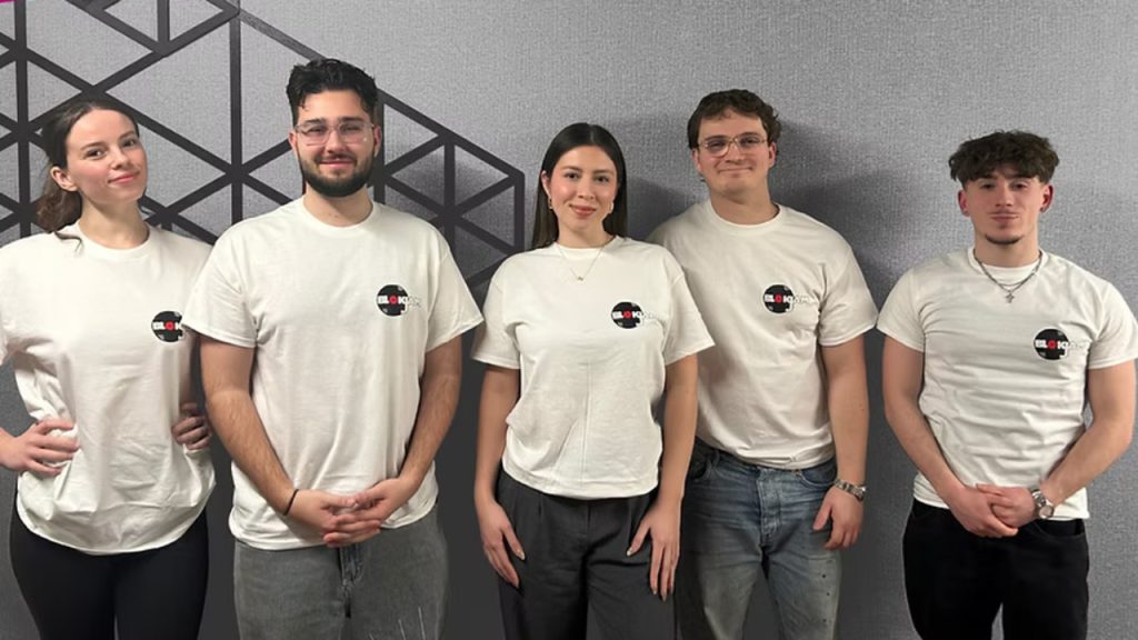 BlokJam was the winning entry in the Ottawa Festival Network's NextFest 2026. From left to right: Breanna Smith, Fr&eacute;d&eacute;ric Doiron, Scarlet Torraka, Julien Fontaine-Carbonneau and Jacob McGuire. Photo from OFN.
