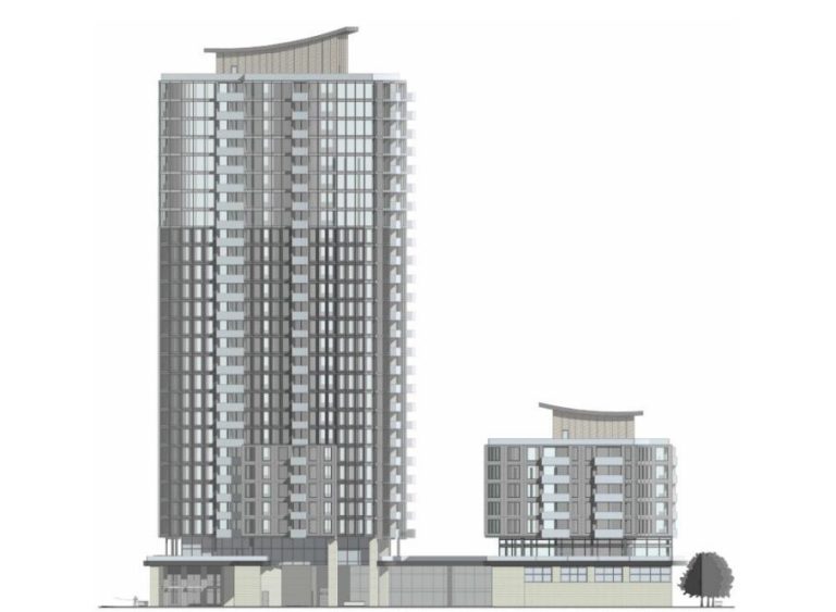 Rendering of proposed two tower development at 1296 and 1300 Carling Ave. Image credit: Ambassador Realty