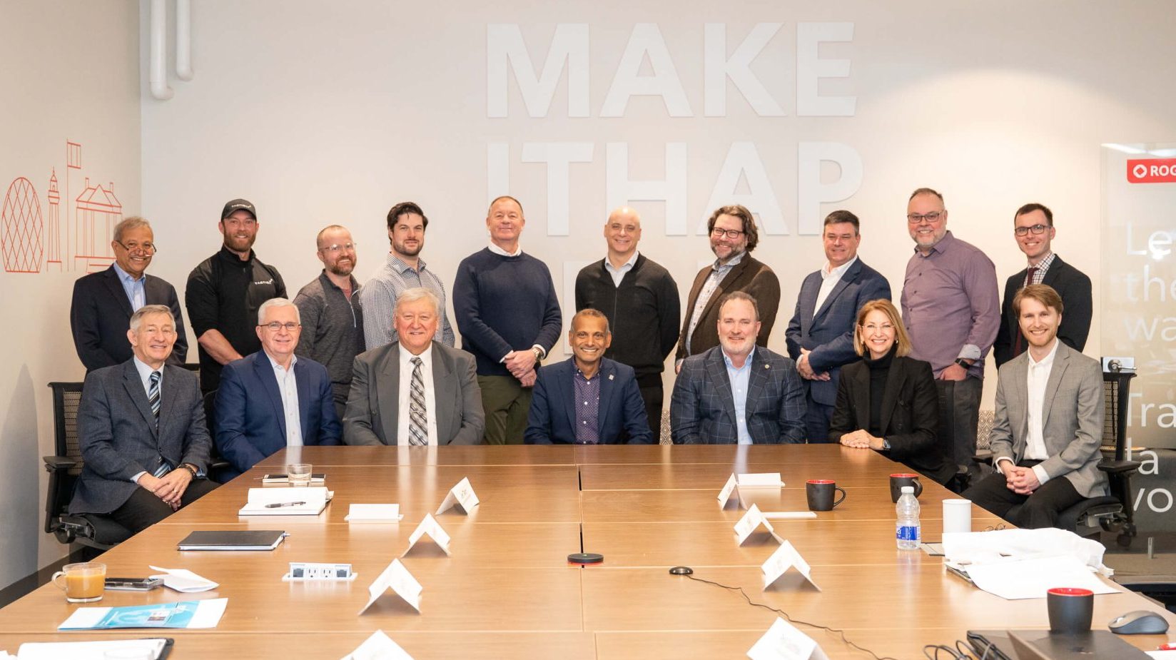 Local defence, security, and cybersecurity leaders gathered on Jan. 29, 2026 at Invest Ottawa for OBJ’s Executive Roundtable on Defence and Security. Back row left to right: Dipak Roy, Mike Nelson, Samuel Witherspoon, Hugo Hodgett, Charles Barlow, Joel Tkach, Nicolas Todd, Jeff Hamilton, Michael Curran, Phil Gaudreau. Front row left to right: Alan Stephenson, David Hudock, Real Thibault, Muralee Murugesu, Chris Pogue, Amy Macleod, Simon Rechico Moisan.