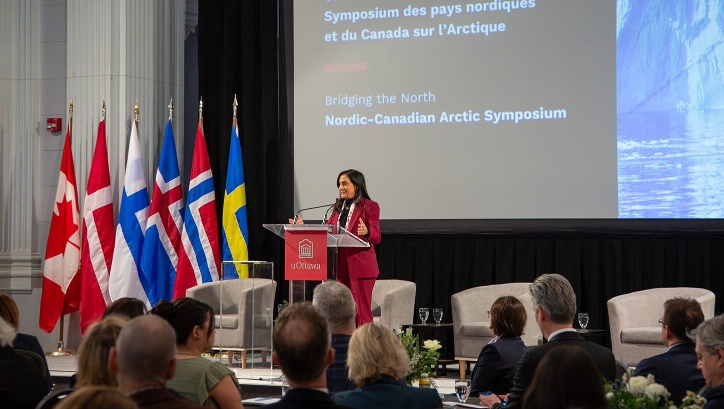 Anita Anand, Canada’s Minister of Foreign Affairs, at the uOttawa Nordic-Canadian Arctic Symposium held at the University of Ottawa on January 28, 2026.