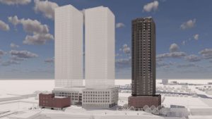 Rendering of a proposed development at 951 Gladstone Ave. and 145 Loretta Ave. N. Image credit: CLV Group