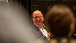 Hugh Gorman, recently named the 2025 CEO of the Year by the Ottawa Business Journal and the Ottawa Board of Trade, speaking at Telfer’s 25th Anniversary CEO of the Year Breakfast at the University of Ottawa in Ottawa, March 11, 2026. Photo by Tia MacPherson for OBJ.