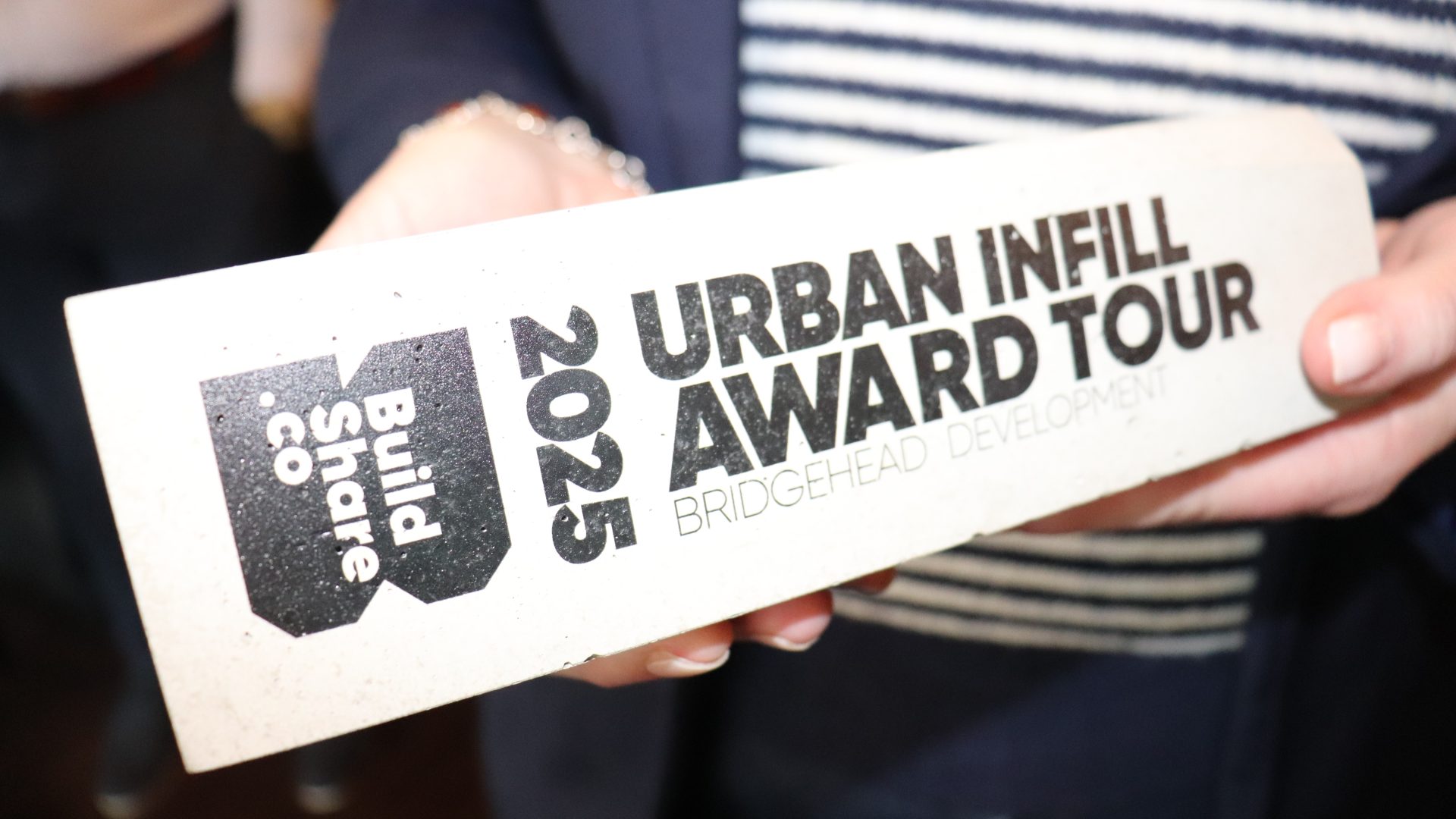 The awards presented to 2026 Ottawa Urban Infill Awards recipients were cast in concrete. Photo by Mia Jensen