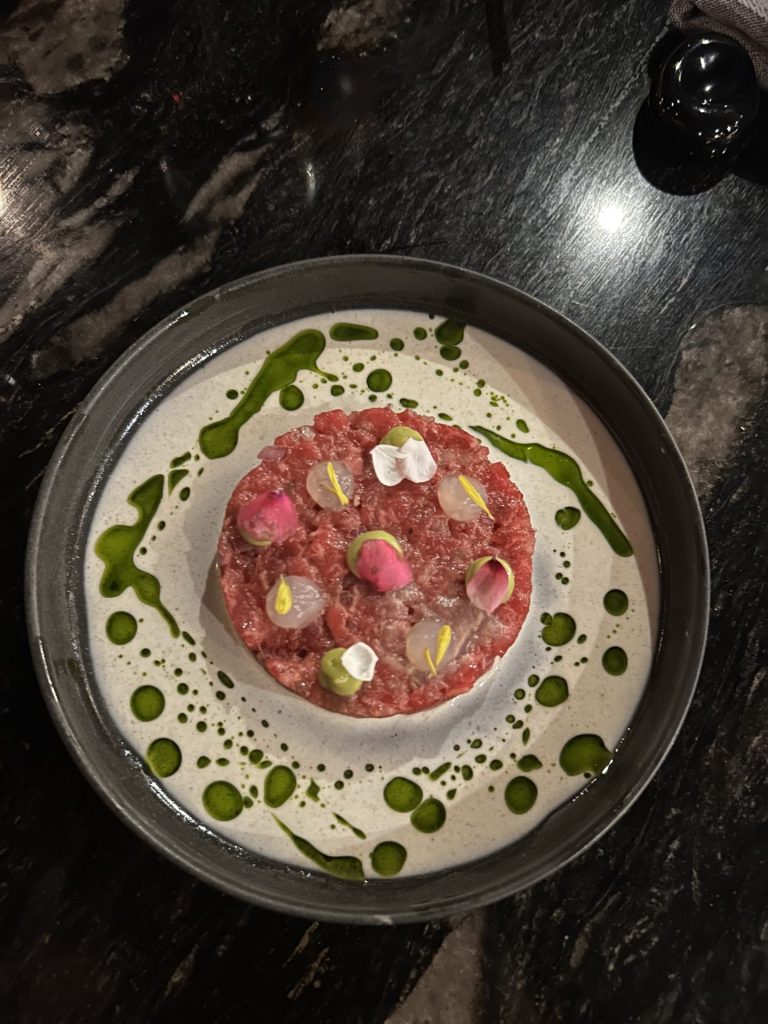 Wagyu beef tartare at Akira Back. Photo by Jordan Pizzuti.