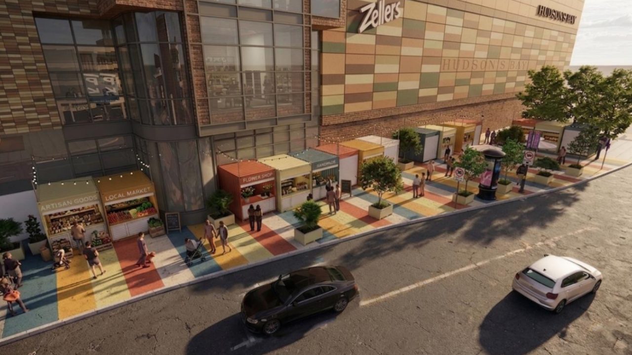 An artist's rendering of the vendor village on George Street.