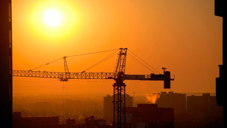 Crane in sky stock image