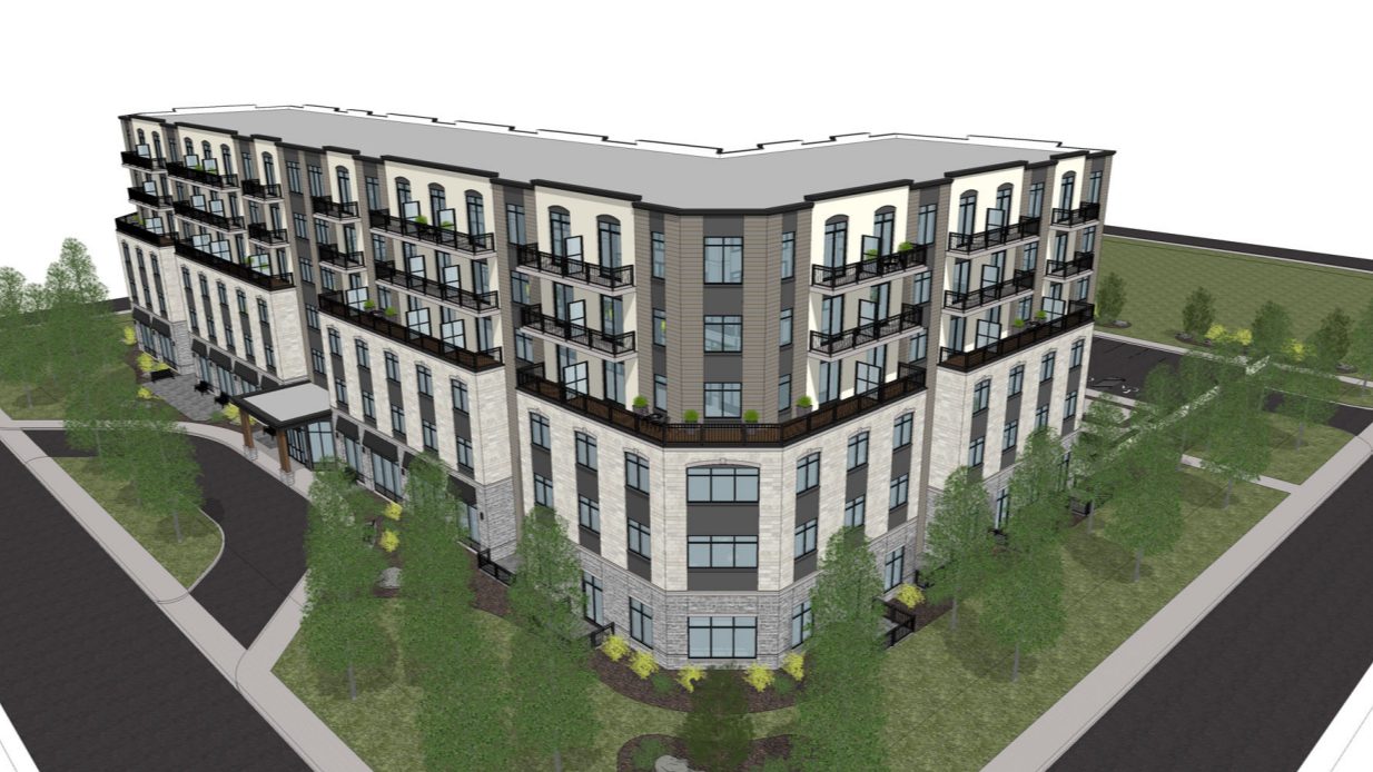 Rendering of a retirement home, which is proposed as part of the first phase of the Wateridge Lifestyles development. Image credit: T Bonhomme Architect