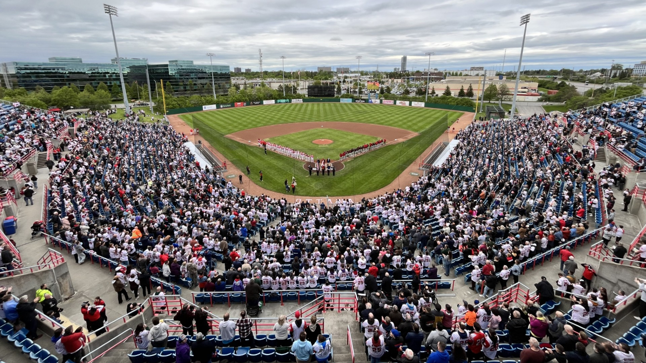 The crowd at Ottawa Stadium during the Ottawa Titans home opener game in 2025. Photo by Davide Disipio/Ottawa Titans.