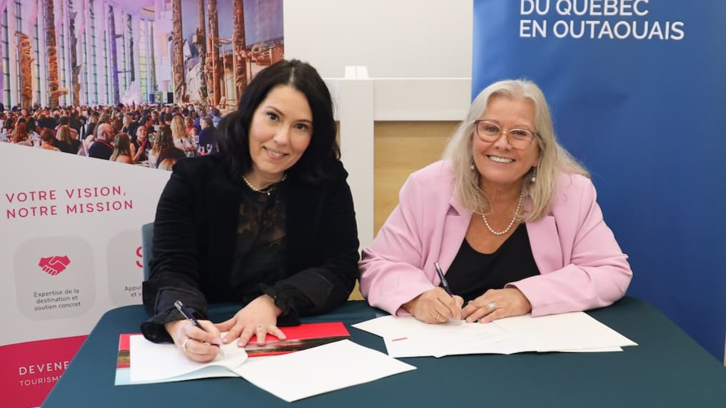 Outaouais Tourism CEO Geneviève (left) and Murielle Laberge, Université du Québec en Outaouais rector. Photo supplied