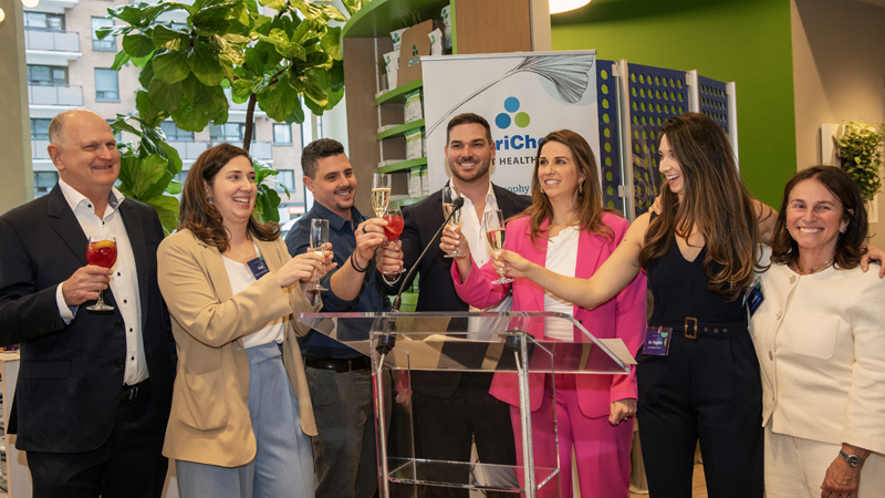 Cheers to 45 years and to a new chapter for Nutrichem as they thanked everyone for coming out to celebrate at the Nutrichem 45th Anniversary Party, Nutrichem, May 7, 2026. Photo by Tia MacPherson-Abdulla for OBJ. (L-R) Kent MacLeod, Kate Pollon-MacLeod, Dr. Adam Livingston, Andrew Pollon-MacLeod, Emma Pollon-MacLeod, Sophie Pollon-MacLeod and Linda Pollon
