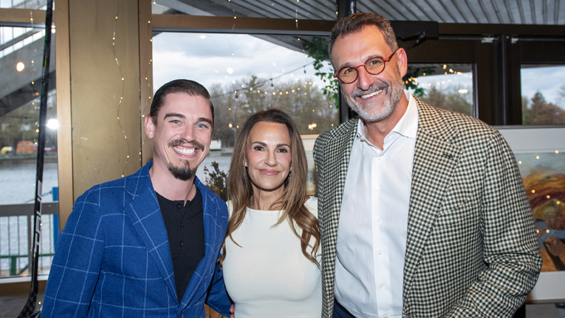 David Warren (Referral Mortgages) with Lucie and Michael Andlauer (Ottawa Senators) at Martini Madness, Lago Bar & Grill, May 7, 2026. Photo by Tia MacPherson-Abdulla for OBJ.