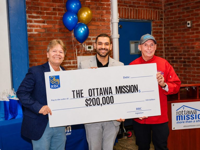 (From left to right): Peter Tilley, CEO, The Ottawa Mission; Yasser Ghazi, Vice President- Commercial Financial Services, Ontario North & East RBC; Chef Ric Allen-Watson, Director of Food Services, The Ottawa Mission.