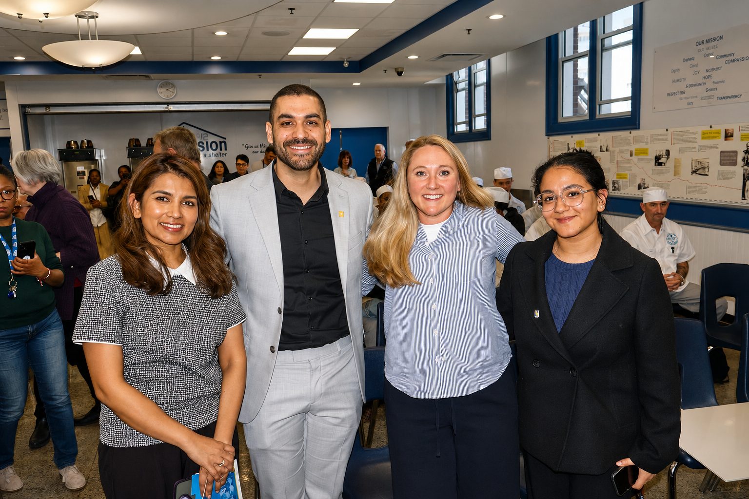 (From left to right) Namrata Goyes, Director of Development at The Ottawa Mission; Yasser Ghazi, Vice President- Commercial Financial Services, Ontario North & East RBC; Deanna Theander, Manager, Social Impact RBC; Marwa El Meskine, Communications Intern RBC