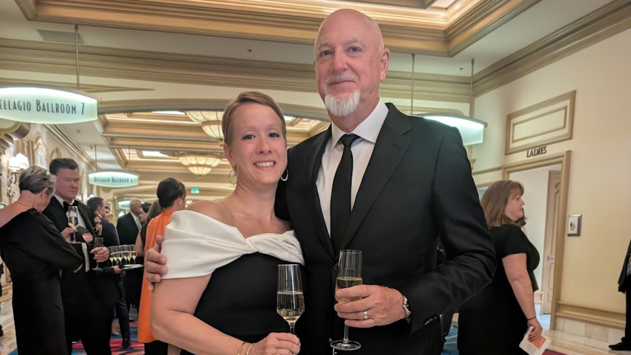 Paul Vernaleken and Tawnya Glandon were given the 2026 Fred L. Turner Golden Arch Award at the McDonald’s Worldwide Convention, held at the Bellagio Hotel in Las Vegas on May 31. Photo supplied.