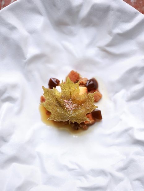 A plate from Le Clan, a one Michelin-star restaurant in Quebec City. Photo from Le Clan on Instagram.