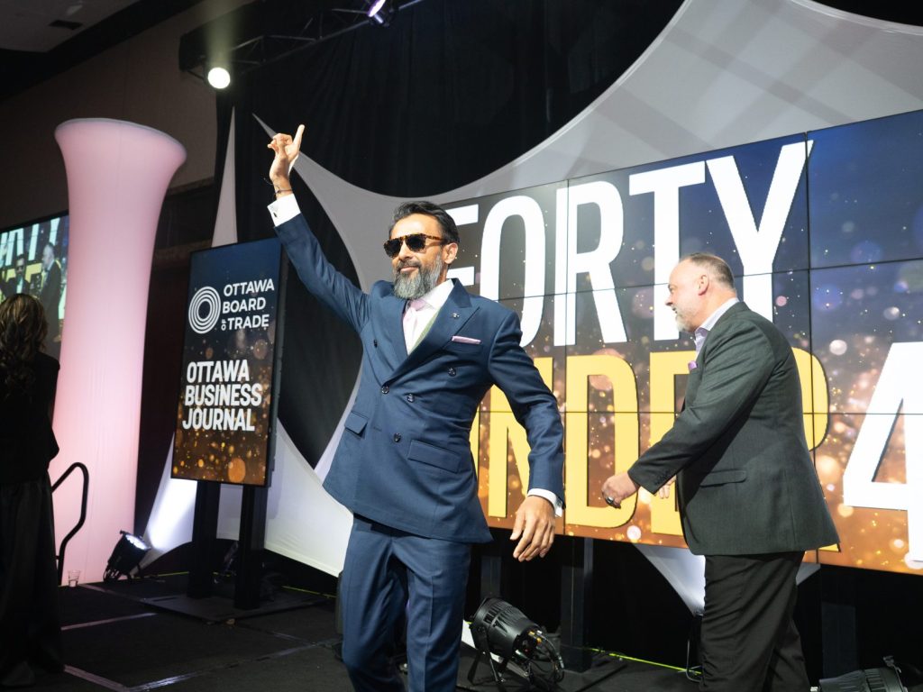 Forty Under 40 recipient Muhammad Zaheed (BluWave-ai) at the 2026 Forty Under 40 awards gala at Hilton Lac-Leamy, June 18, 2026. Photo by Mark Holleron for OBJ.