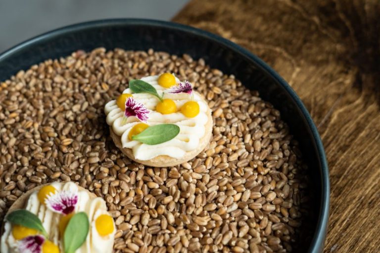 Scallop mousse macarons at Perch. Photo by Gumption Studios.
