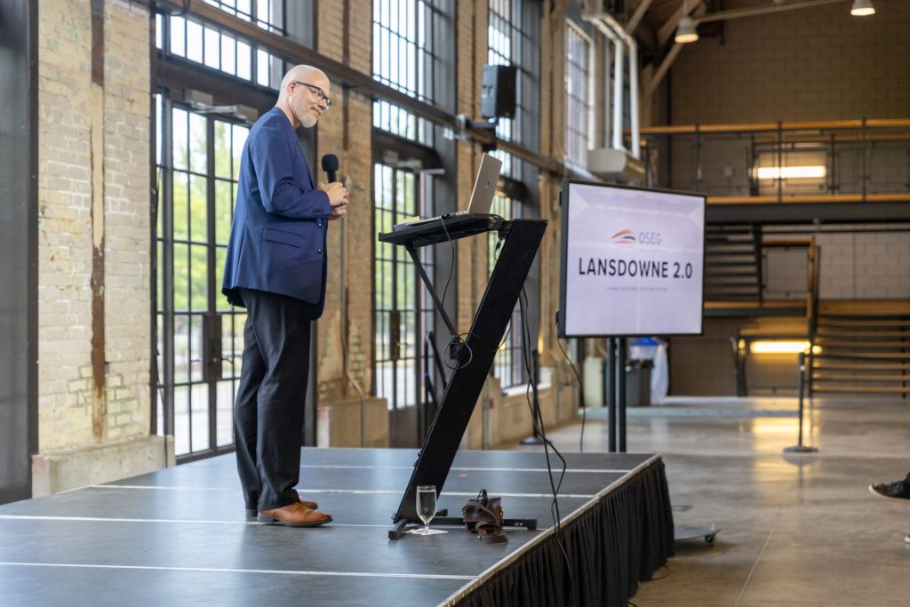 Michael Lewicki, OREB Commercial Services Director, speaking at OREB’s Commercial Services Committee, together with OSEG, exclusive event at TD Place for our commercial members and those interested in commercial real estate.