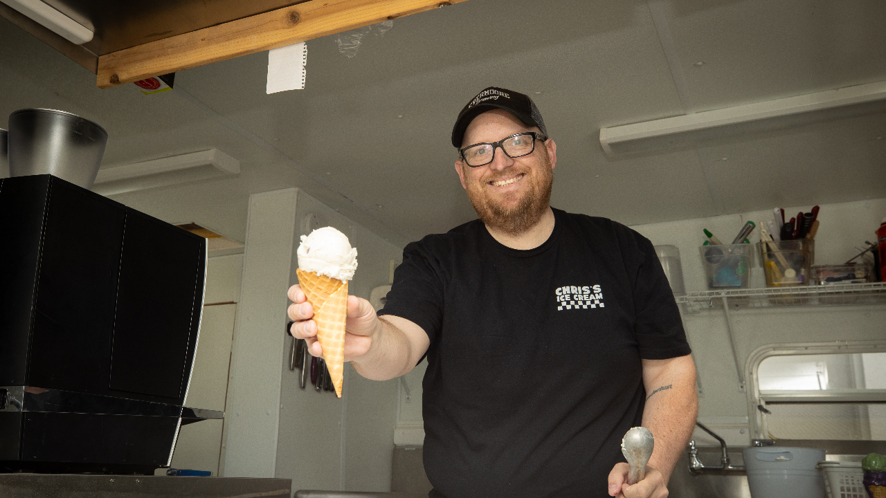 Chris Levesque, owner of Chris's Ice Cream in Orl&eacute;ans. Photo by Alex Greensides at Michael Willems Photography.