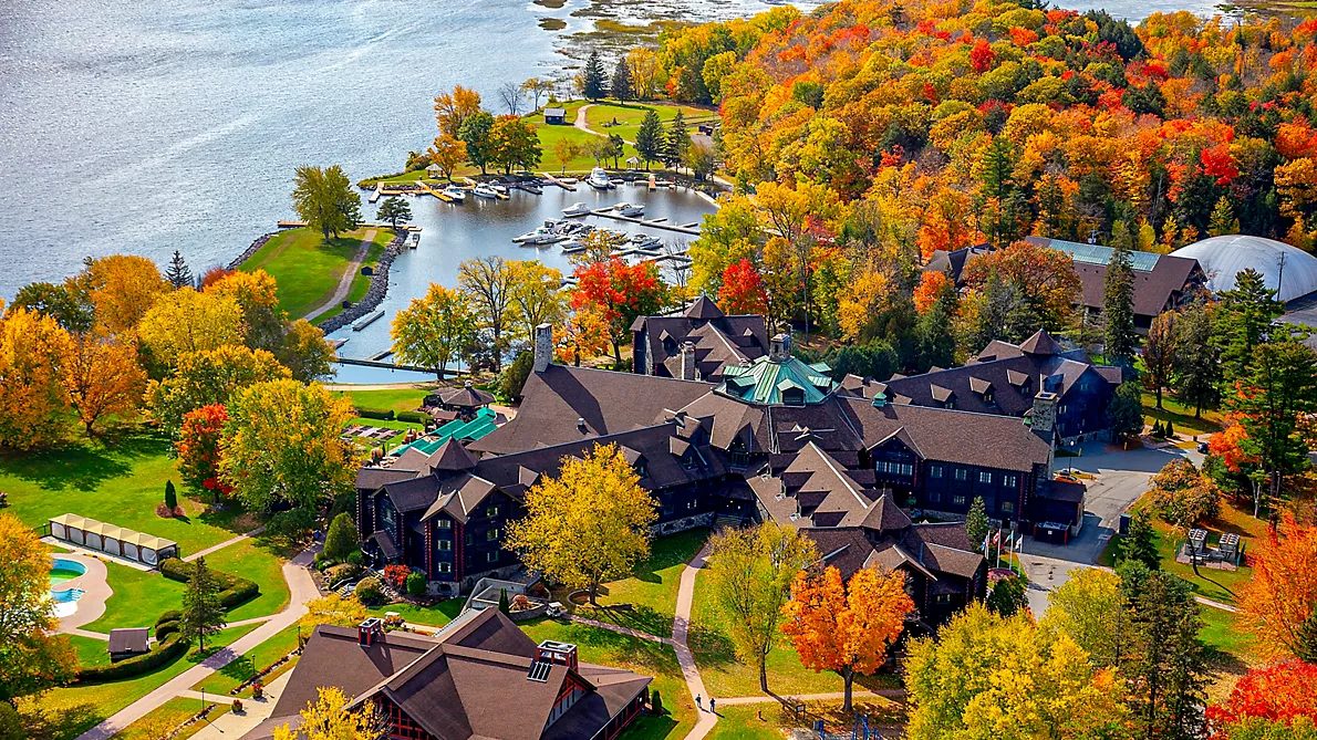An aerial view of Fairmont Ch&acirc;teau Montebello. Photo credit: fairmont.com
