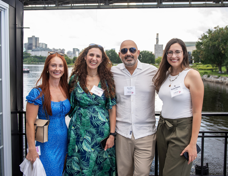 Shannon Smit, Nancy Chahine, Roy Eid and Paula Wakim of Kroon on the River Queen at the CREW Boat Cruise on the Ottawa River, Aug. 19, 2026. Photos by Tia MacPherson/Abdulla/OBJ.