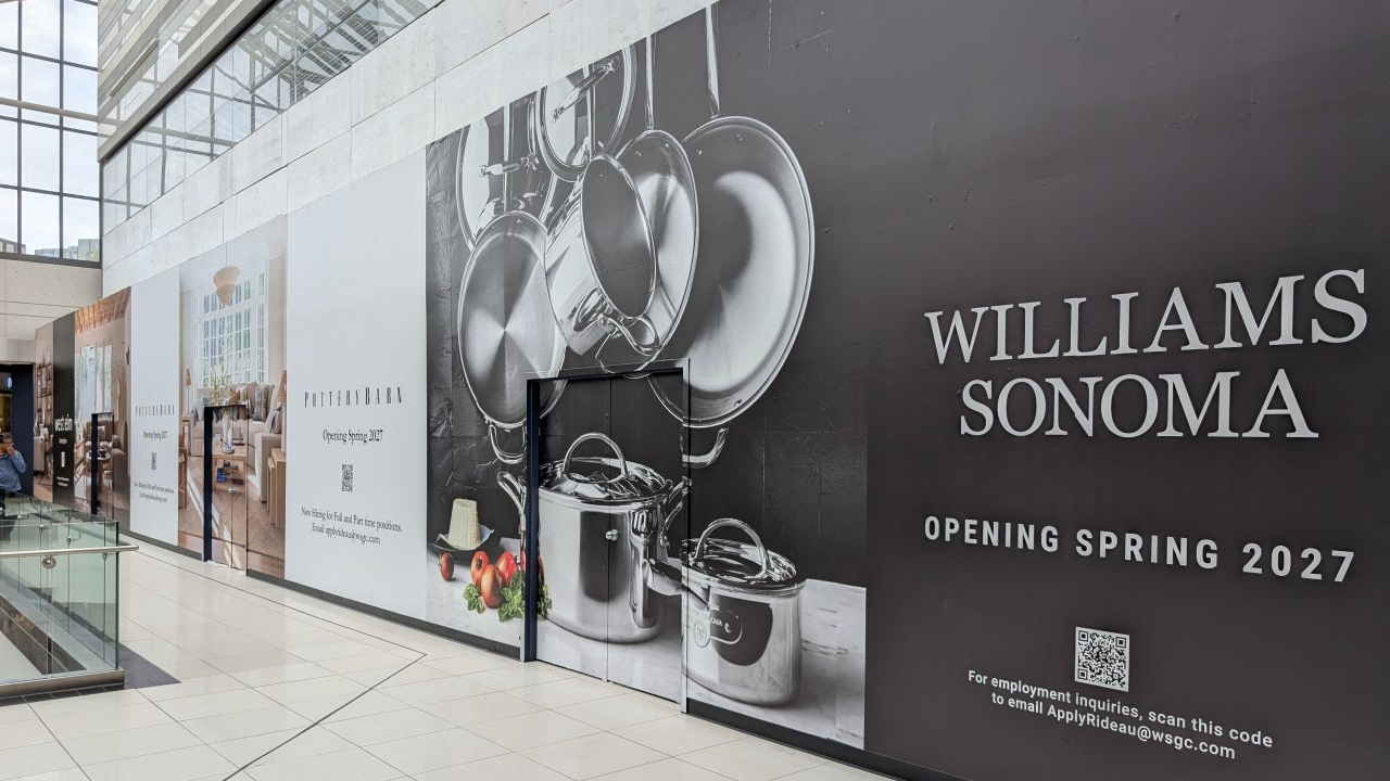 Williams Sonoma, West Elm and Pottery Barn will be taking over part of the former Nordstrom space in the CF Rideau Centre. Photo by Mia Jensen.